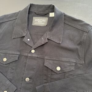 Levis Signature Trucker Jacket Mens 2XL Black Denim Button Up XXL Classic Fit